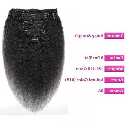 Kinky Straight Clip-In Human Hair Extensions